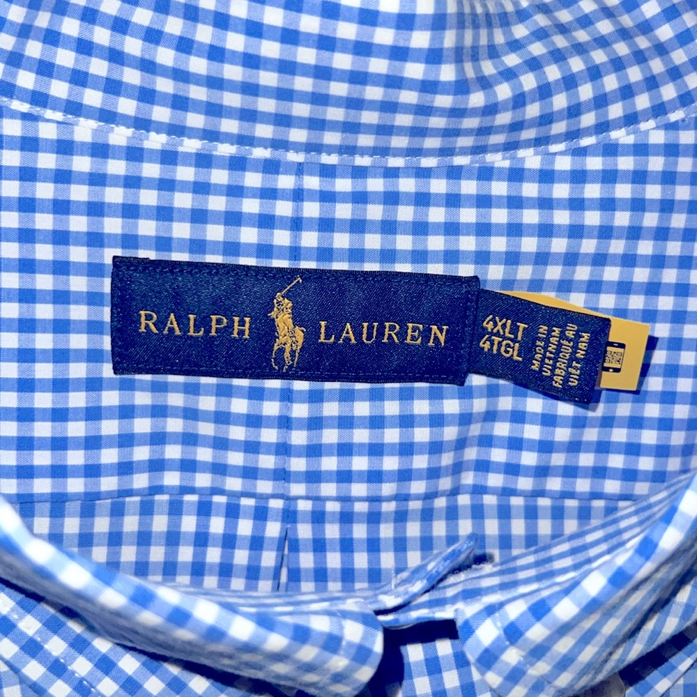 Polo Ralph Lauren Men's Blue Gingham Shirt size 4XLT